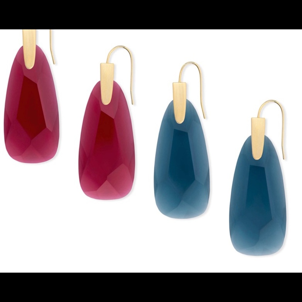 NWT Kendra Scott RARE & Retired Maize Earrings Teal & Yellow Gold FABULOUS! - Picture 7 of 9